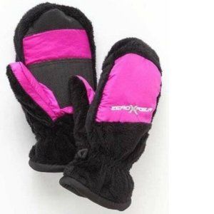 Girls Winter Ski Mittens Zeroxposur sz 4/6X Fleece Black Pink Gloves Thinsulate
